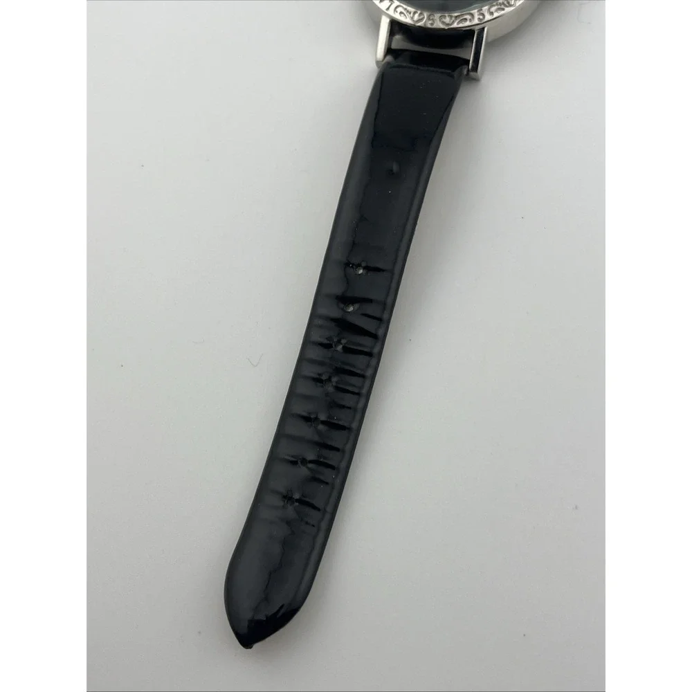 Luiz's Lady Style Watch 38mm Faceted Crystal Black Leather Band- New Battery‎